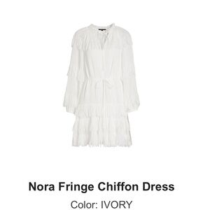 Kobi Halperin Ivory Fringe Tiered Chiffon Midi Dress